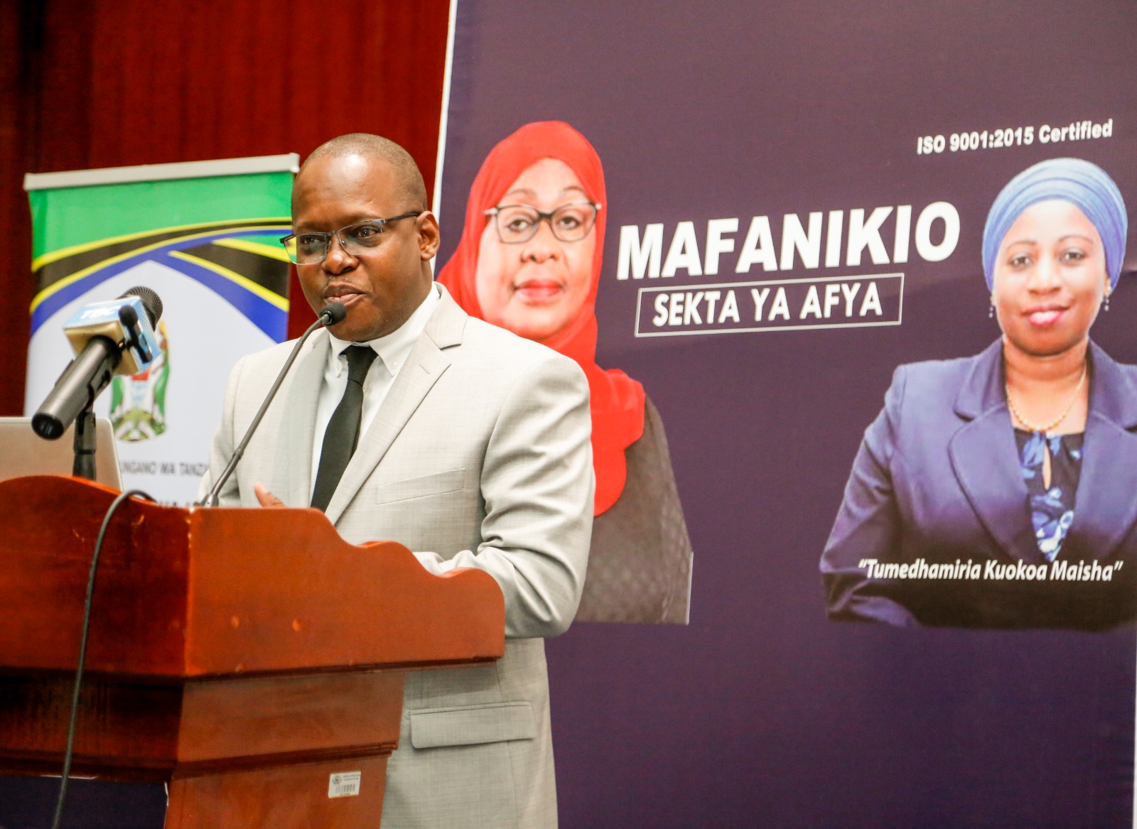 MSD Director General Mr. Mavere Tukai Presenting the Performance Report of the Drug Dealers (MSD) Before Editors and Journalists in the Country, at the Mwalimu Nyerere Hall, in Dar es Salaam
