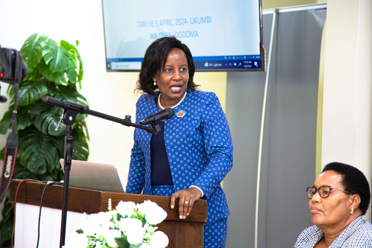 Dodoma Regional Commissioner Hon. Rosemary Senyamule opening the Annual Meeting of MSD Dodoma Zone customers and stakeholders, who are from Dodoma, Singida and Kiteto Council regions, held at the OSHA conference hall in Dodoma.